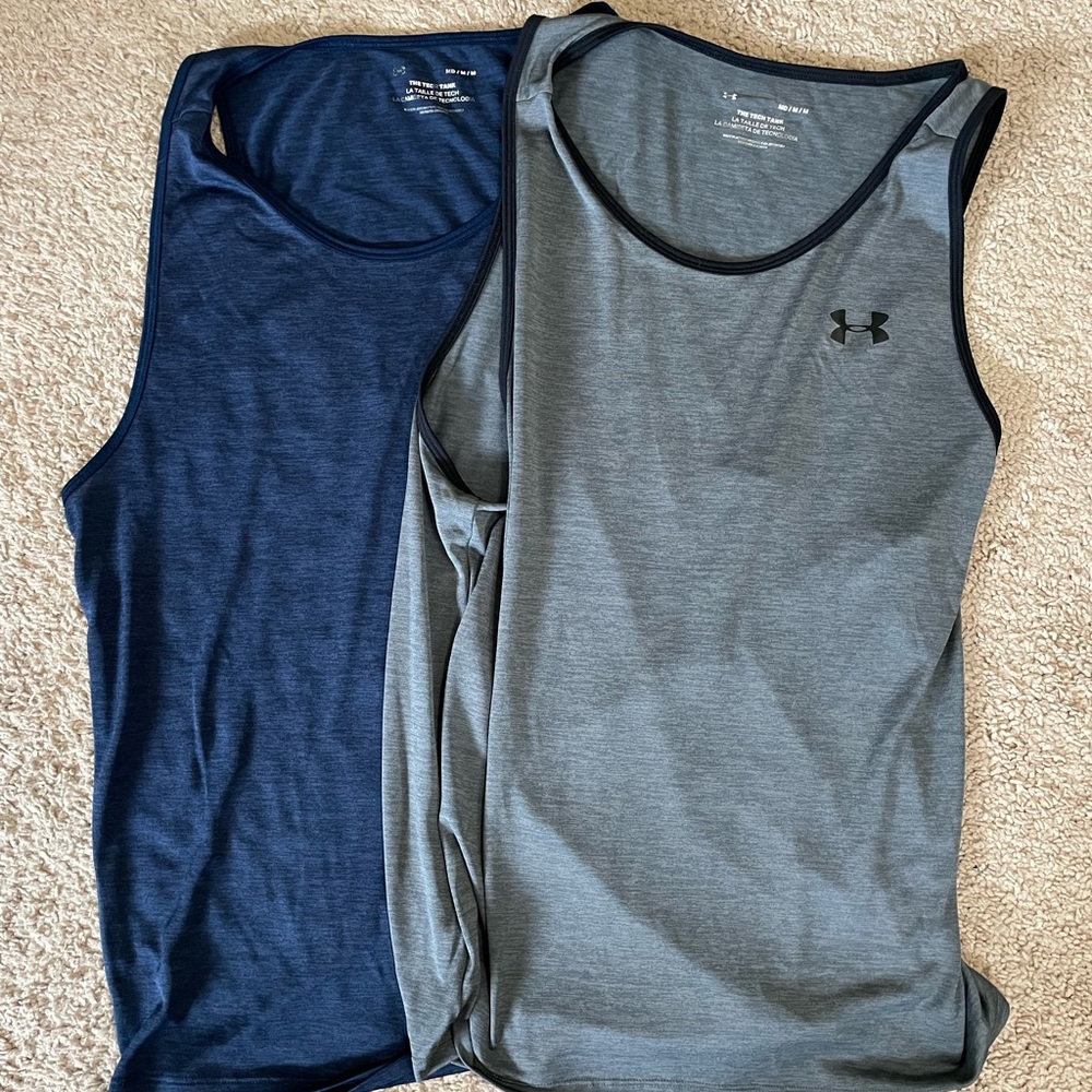 Under Armour Men's Gray and Blue Tank Tops
